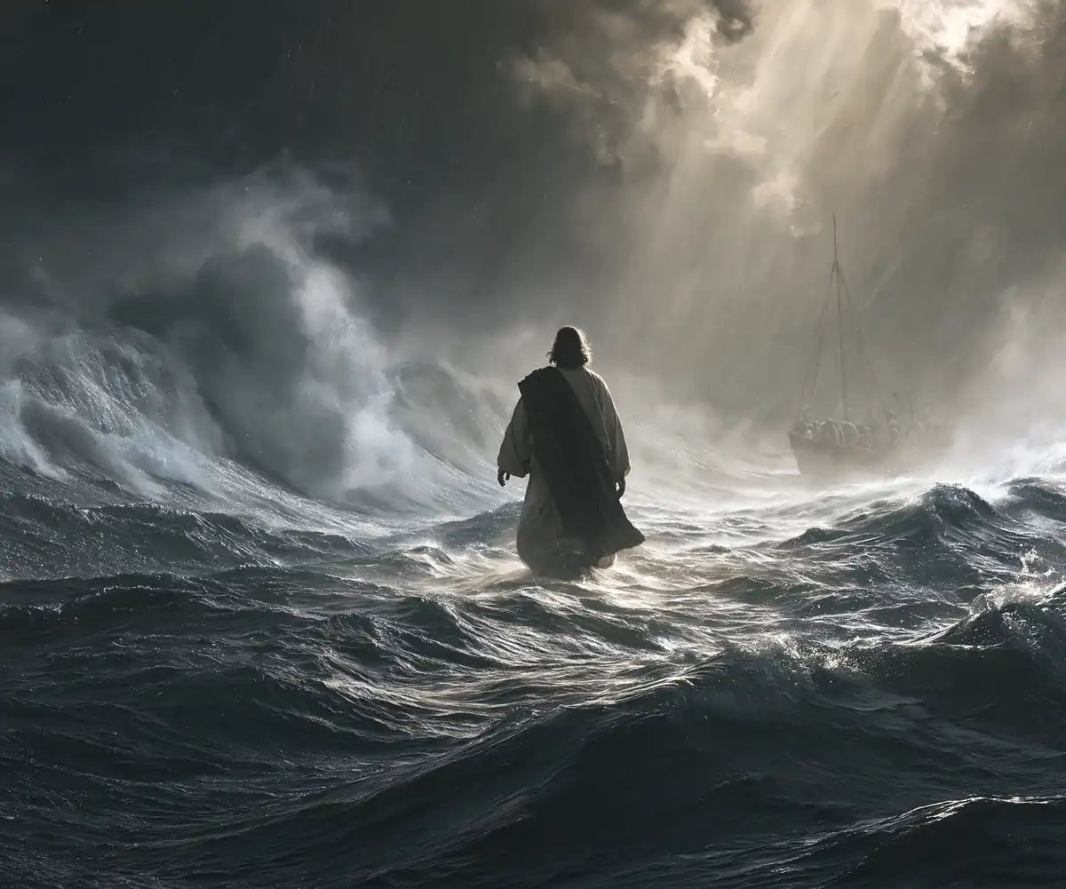 Jesus Walking on Water - Explosion of Movement - Christian artwork collection