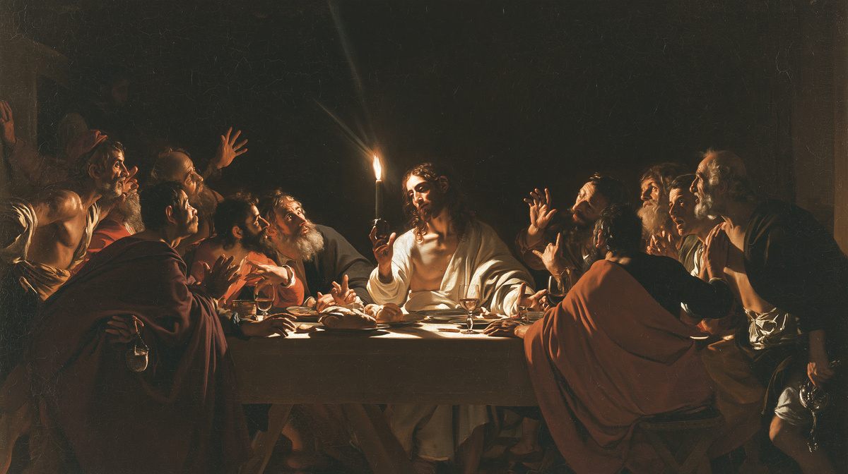 Christian work landscape - The Last Supper - Caravaggio - tenebrism - Alpha Christian Art