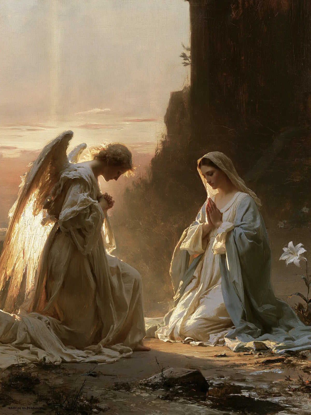 the Annunciation at dawn in The Annunciation at Dawn style, portrait Christian artwork no. 8
