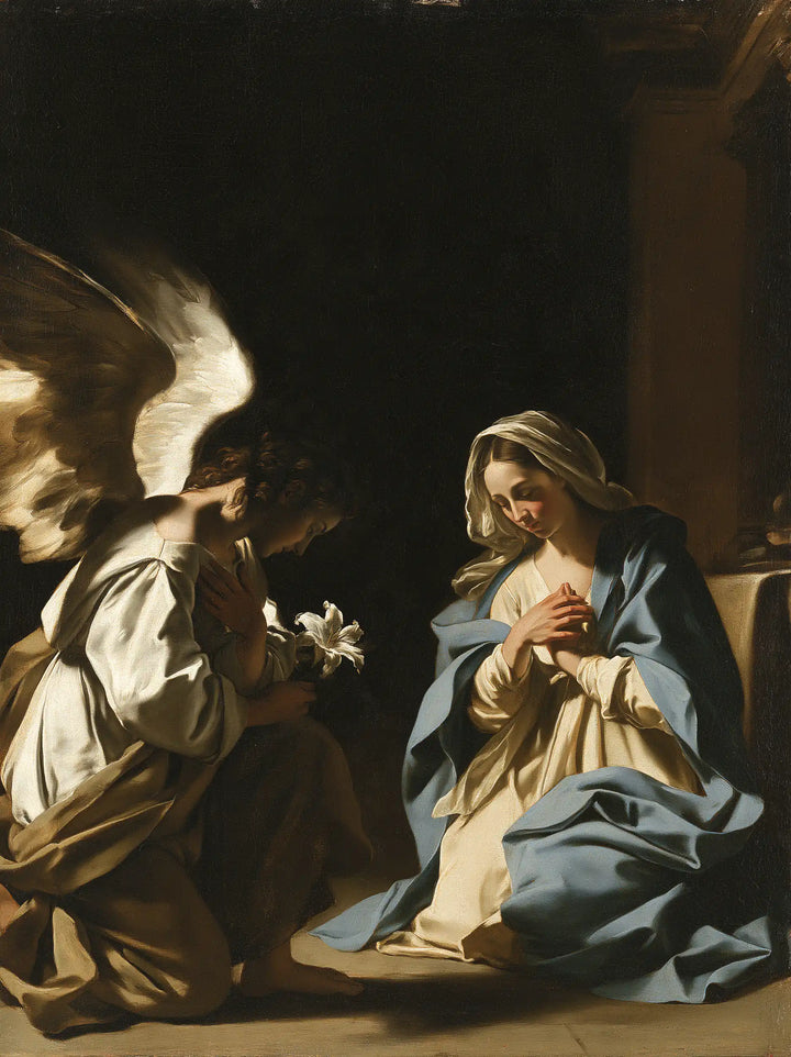 The Annunciation — The Two Figures in the Shadowed Niche