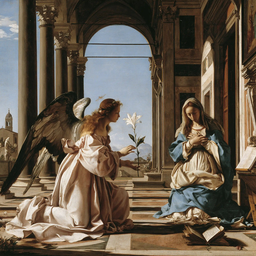 the Annunciation in Florentine Renaissance style in Florentine Renaissance style, square Christian artwork no. 4