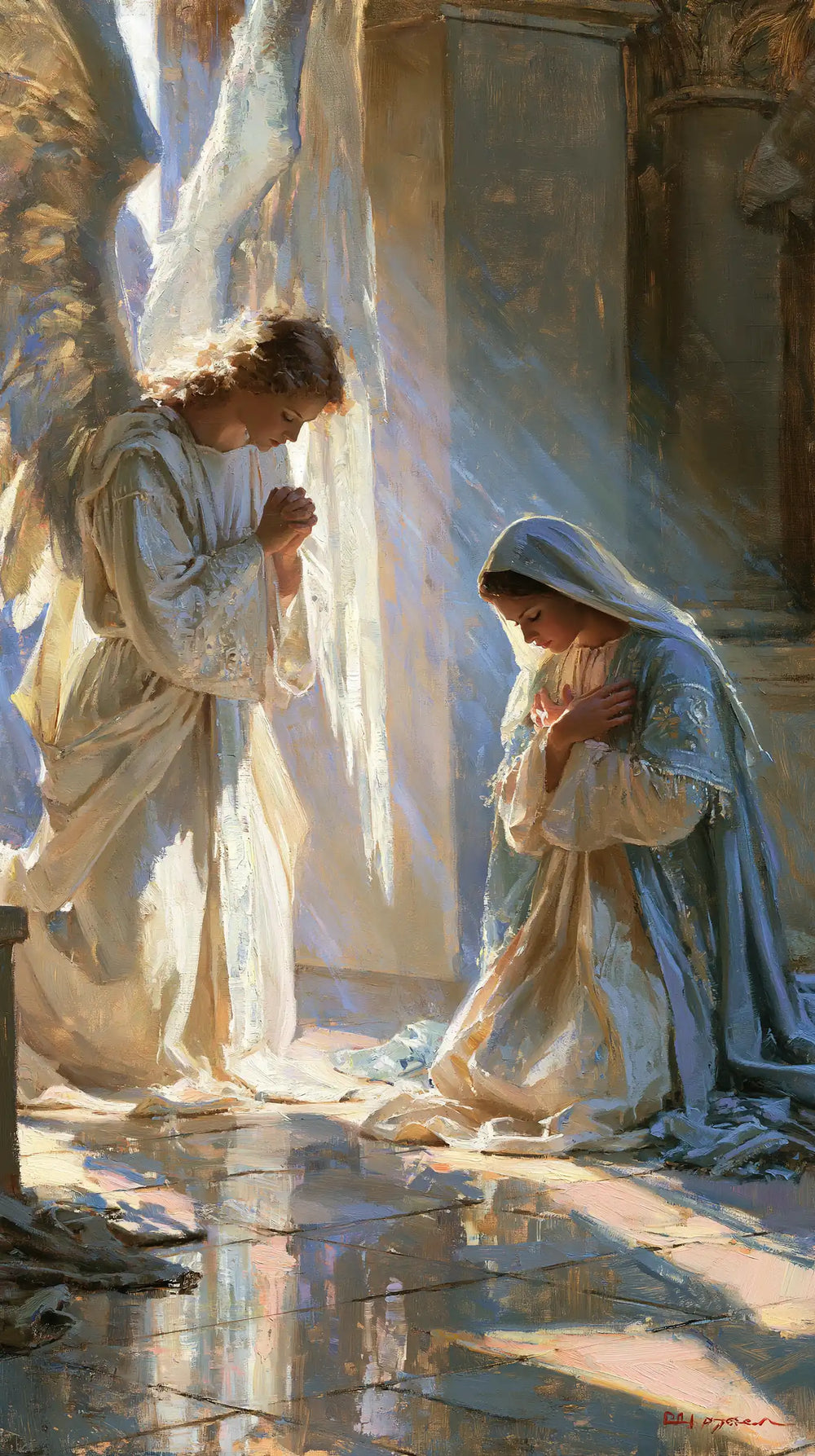 the Annunciation in an impressionist atmosphere in Impressionist style, portrait Christian artwork no. 7