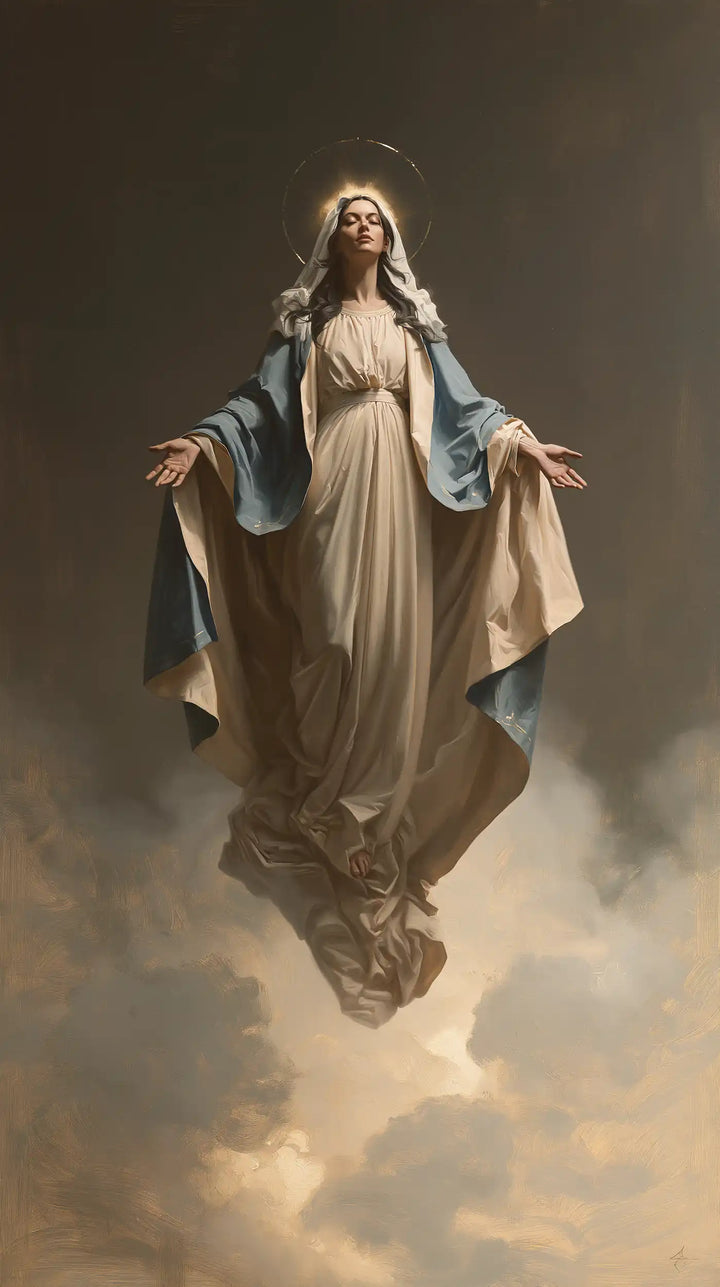 The Assumption of Mary — Ivory Above the Veiled Dawn