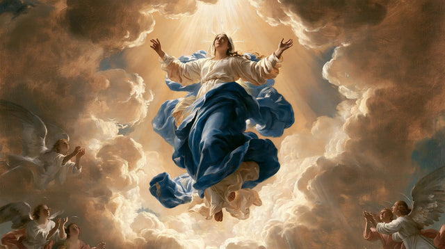 The Assumption of Mary — Hands Raised in the White Opening