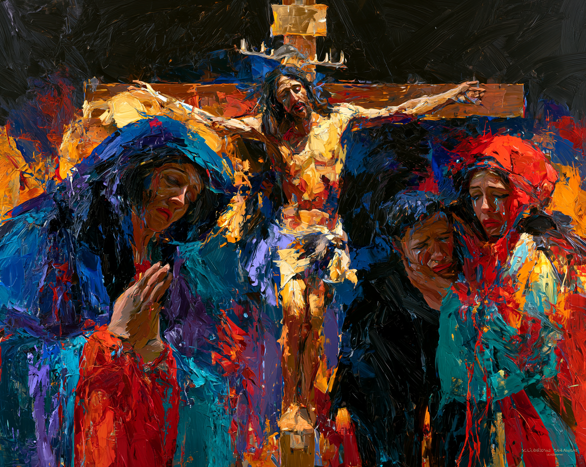 De kruisiging - Expressionistisch · Landschap n° 10 - Christelijke kunst