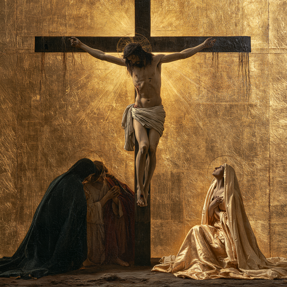 De kruisiging - Heilig goud · Vierkant n° 5 - Christelijke kunst