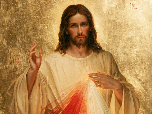 Divine Mercy Jesus in a contemporary Byzantine icon in Contemporary Byzantine style, landscape Christian artwork no. 5