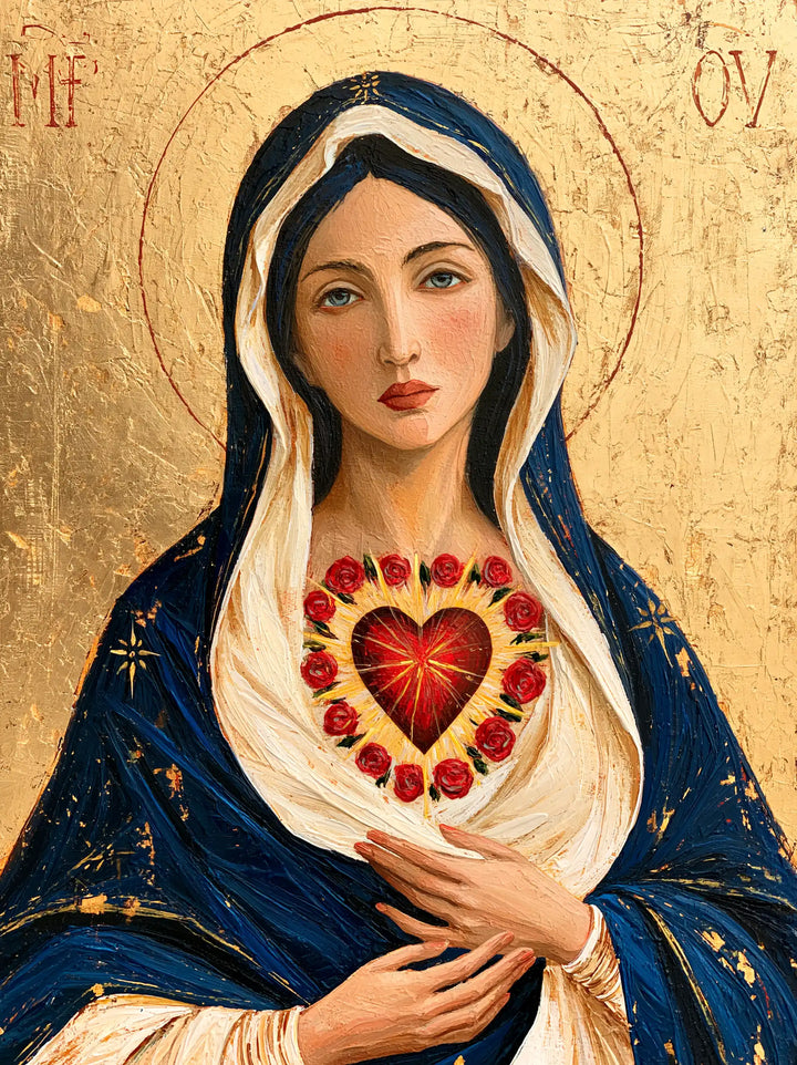 The Immaculate Heart of Mary — The Circle of Roses Above Peaceful Hands