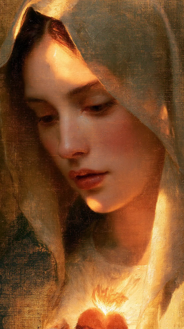 The Immaculate Heart of Mary — The Lit Brow Beneath the Dark Veil