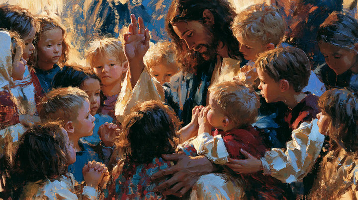 Jesus and the Children — The Little Face in Red within the Arm