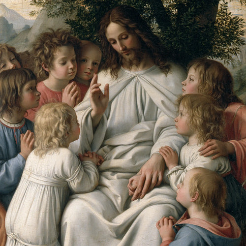 Jesus with children in Florentine Renaissance style in Florentine Renaissance style, square Christian artwork no. 6