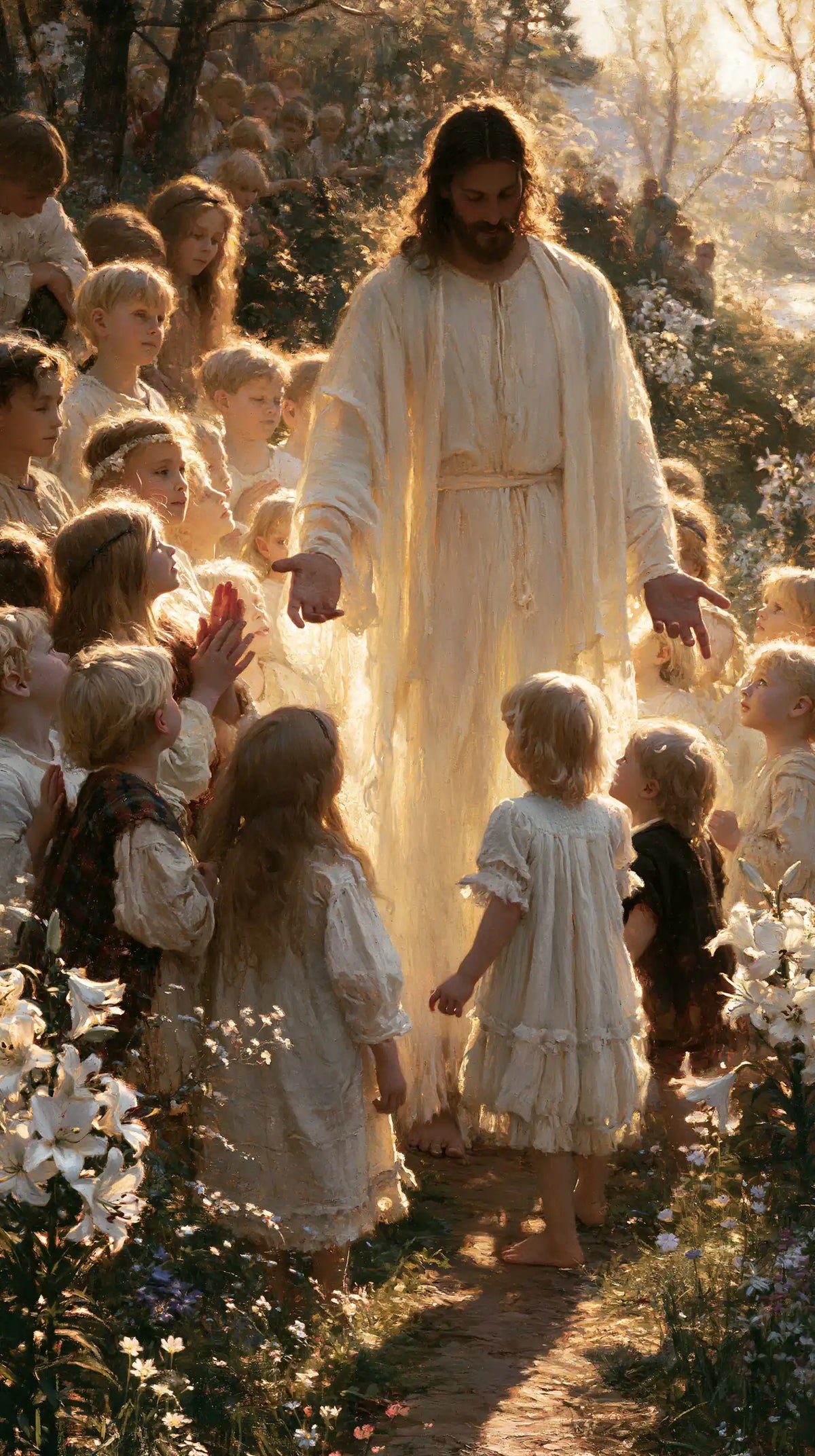 Jesus and the Children — The Little Silhouette before the Luminous Robe