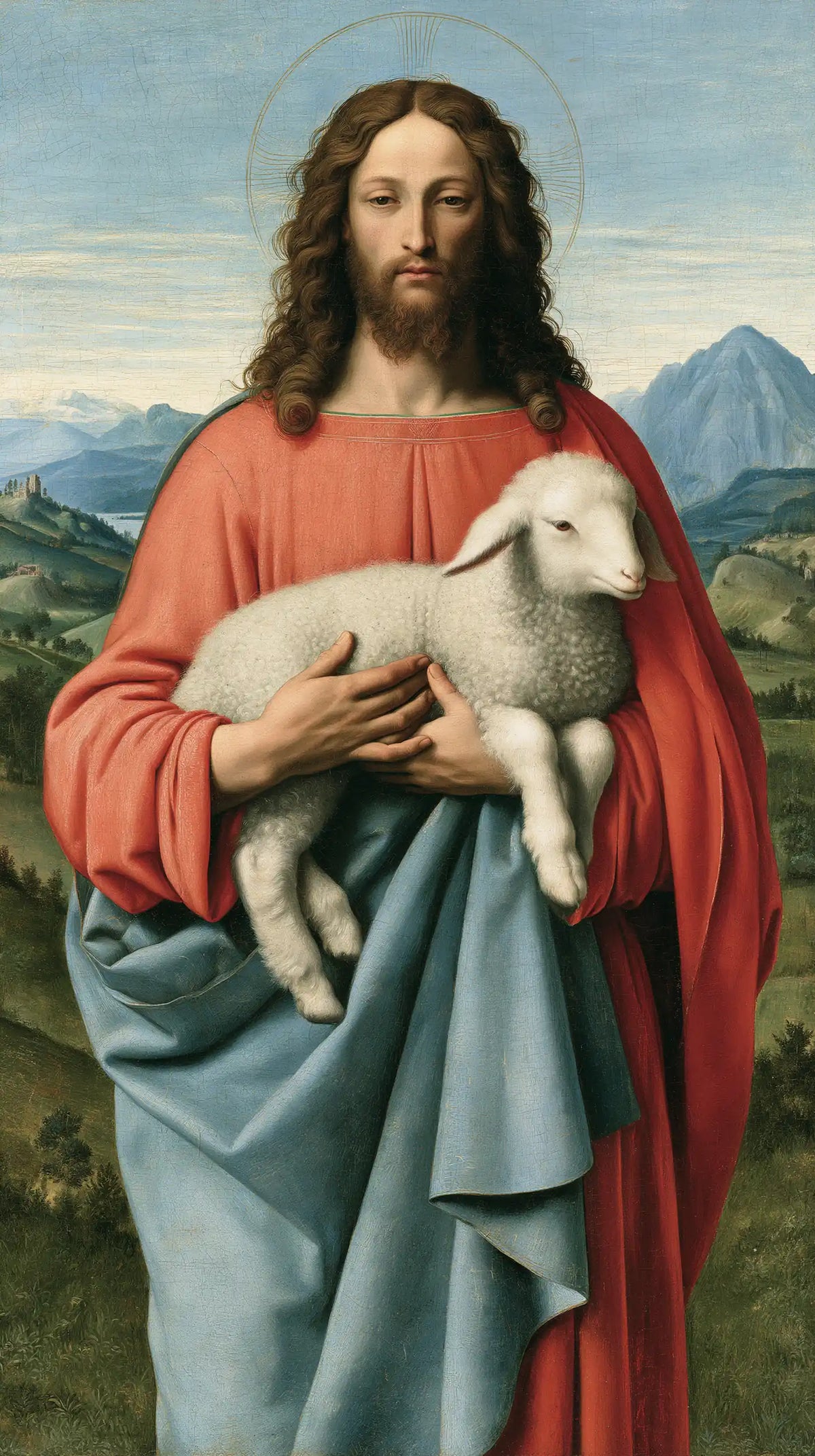 Jesus and the Lamb — The Little Rest in Azure Drapery
