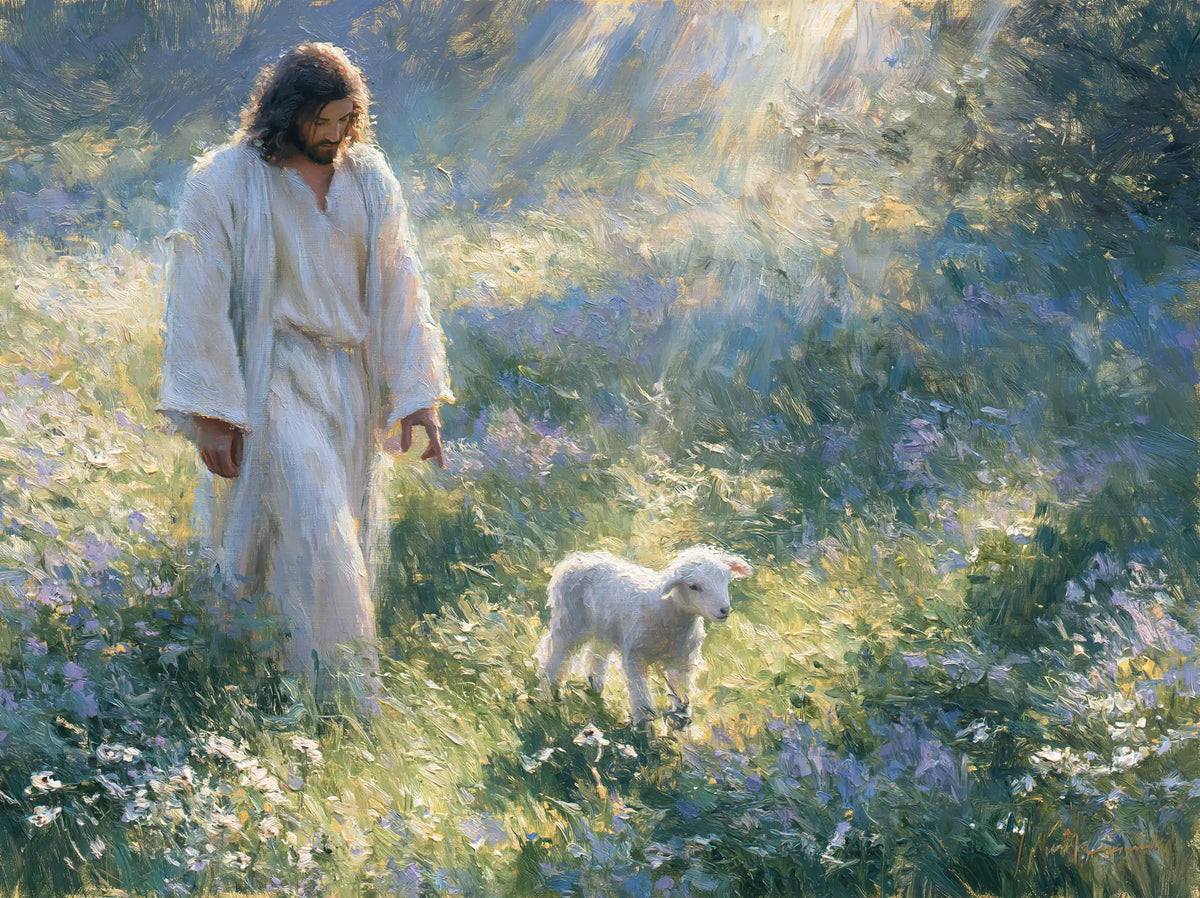 Jesus and the Lamb — The Garden Crossed by Light