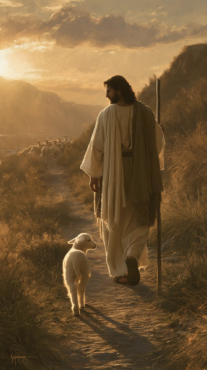 Jesus and the Lamb - Jesus Guiding the Lamb · Portrait n° 4