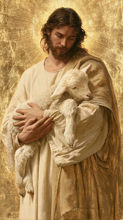 Jesus and the Lamb — The Gentle Inclination in Gold
