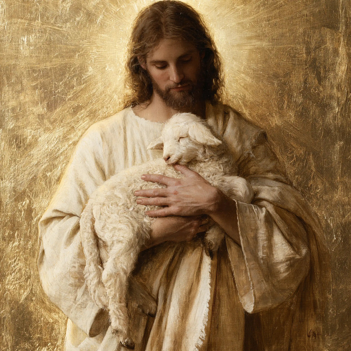 Jesus and the Lamb — Refuge Against a Chest of Light