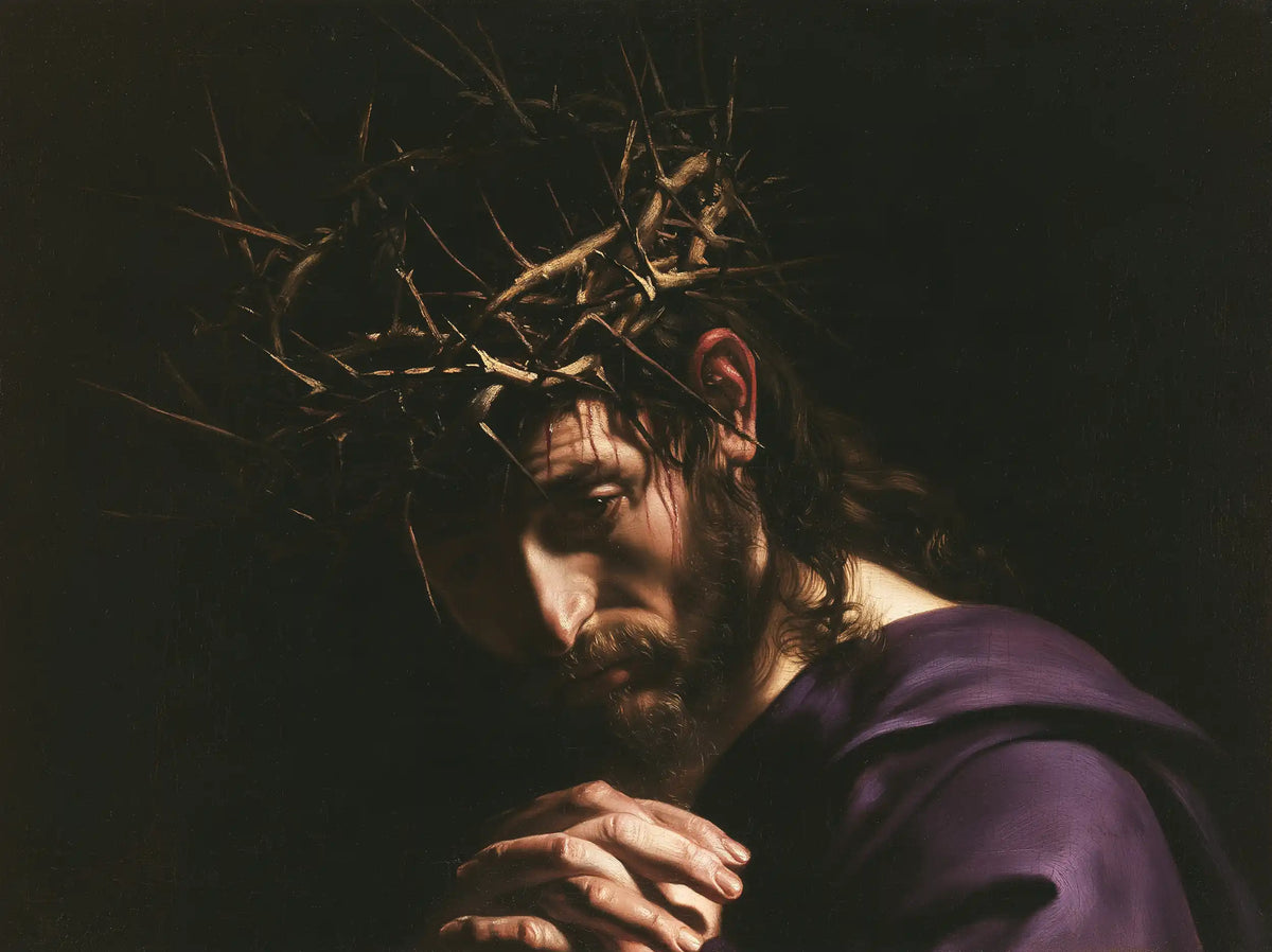 Jesus Crowned with Thorns — Prayer in Muted Violet