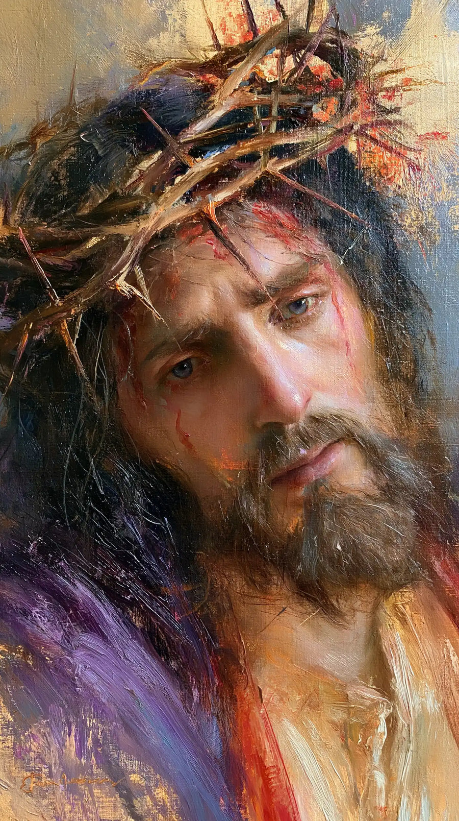 Jesus Crowned with Thorns — Gentleness beneath Dawn Brambles