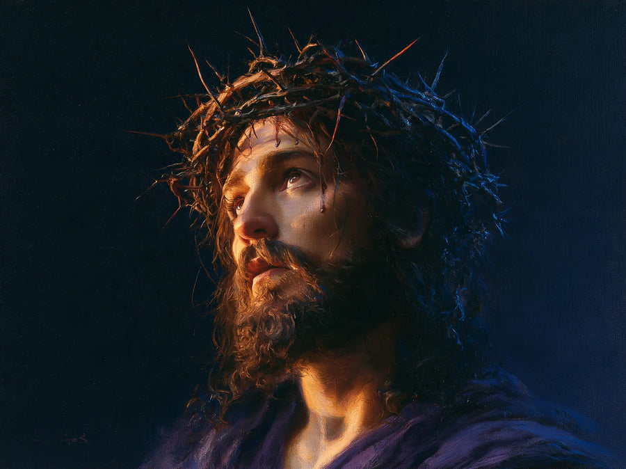 Jesus Crowned with Thorns — The Golden Cheek beside Indigo