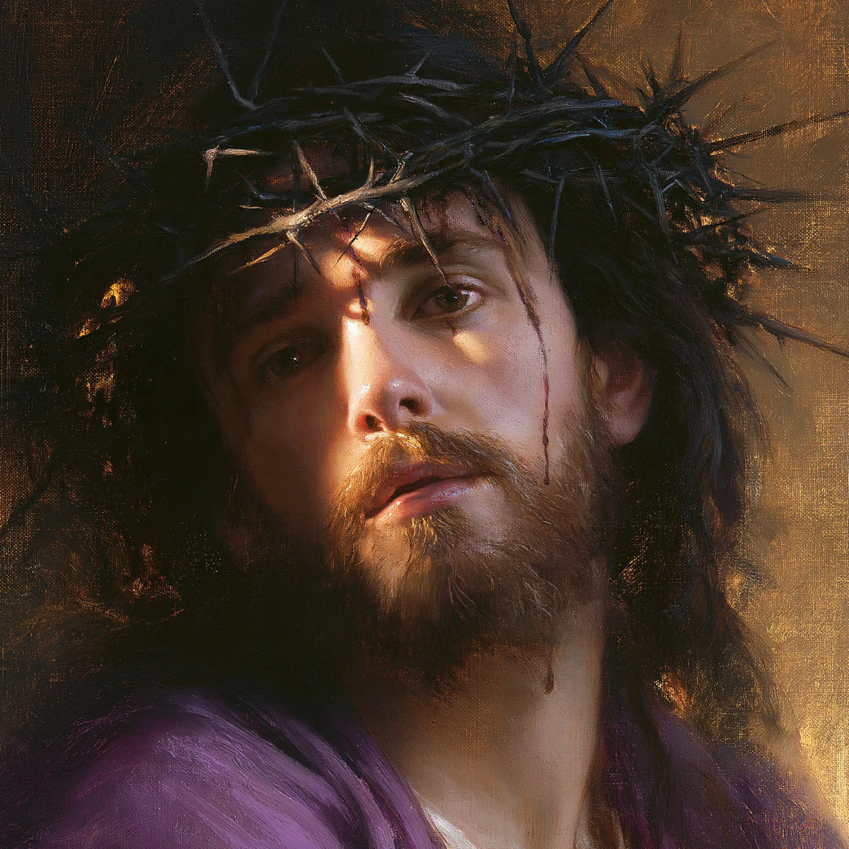Jesus Crowned with Thorns — The Tear beside the Inclined Face