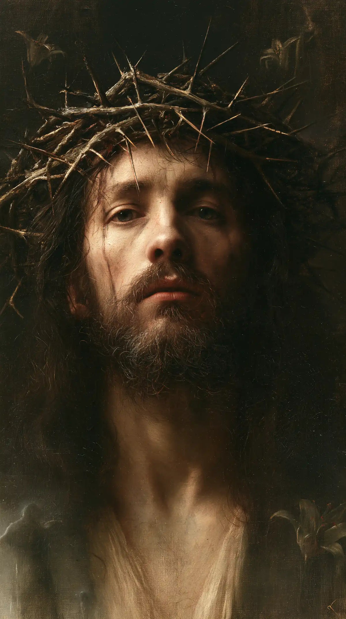 Jesus Crowned with Thorns — The Crown in Green Silence