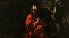 Jesus in Gethsemane — Scarlet beneath the Boughs