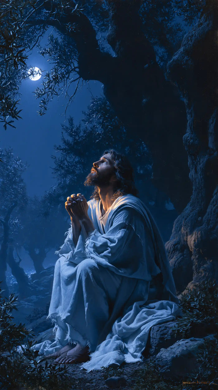 Jesus in Gethsemane - Midnight Blue Chiaroscuro · Portrait n° 7