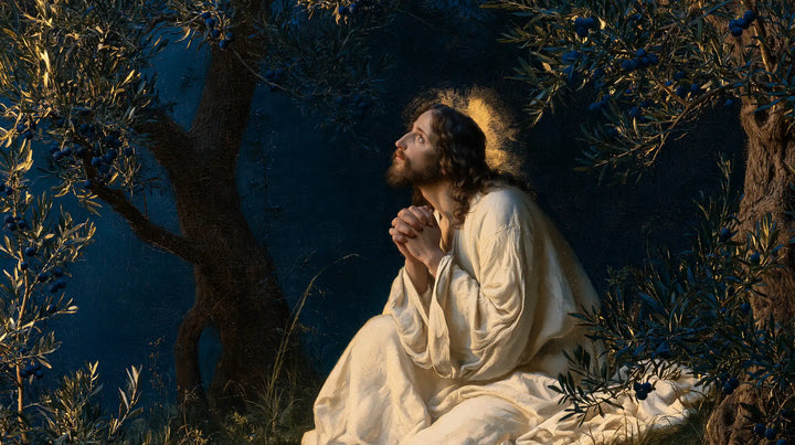 Jesus in Gethsemane - Gethsemane in Midnight Blue, Olive and Gold · Landscape n° 12
