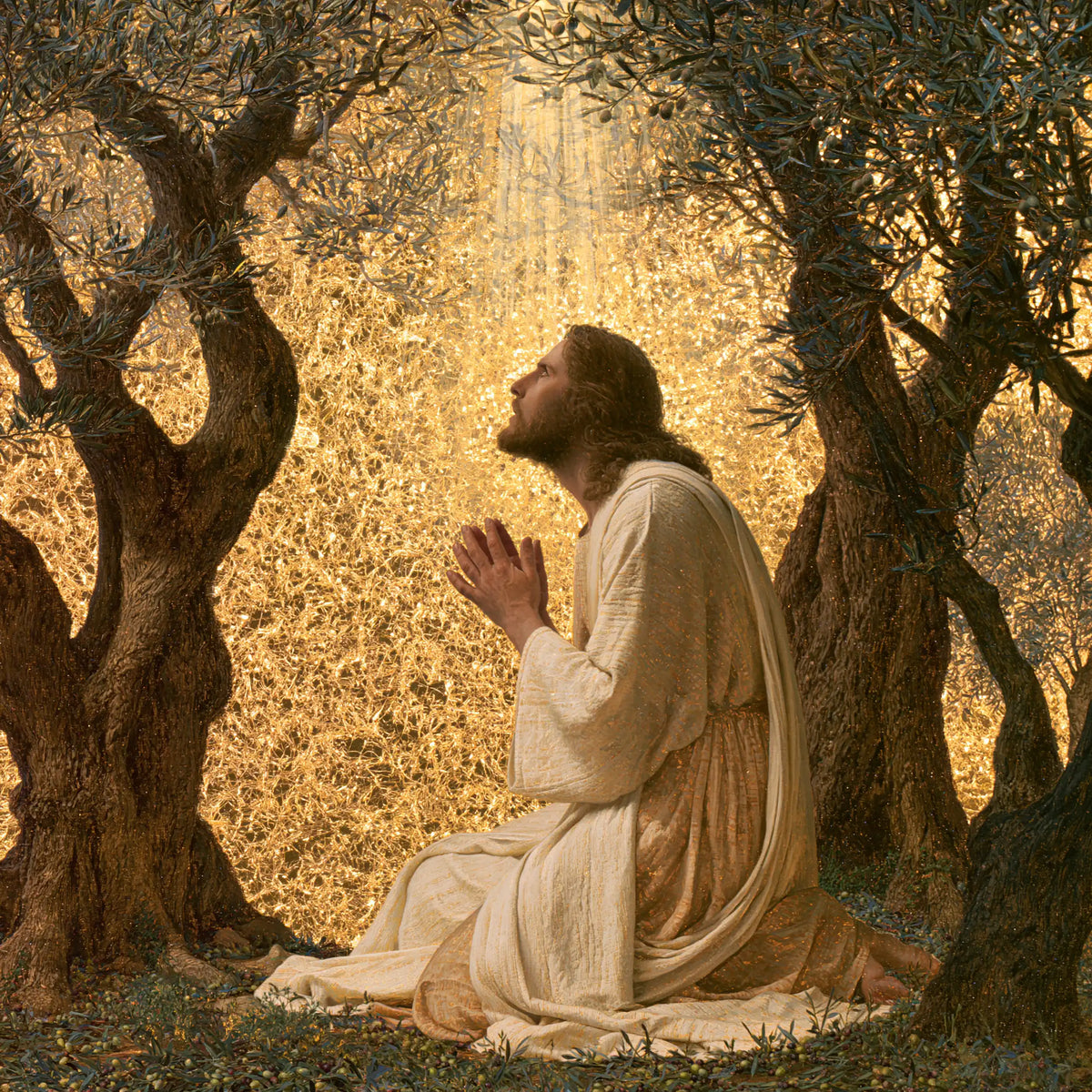 Jesus in Gethsemane - Sacred Gold · Square n° 1
