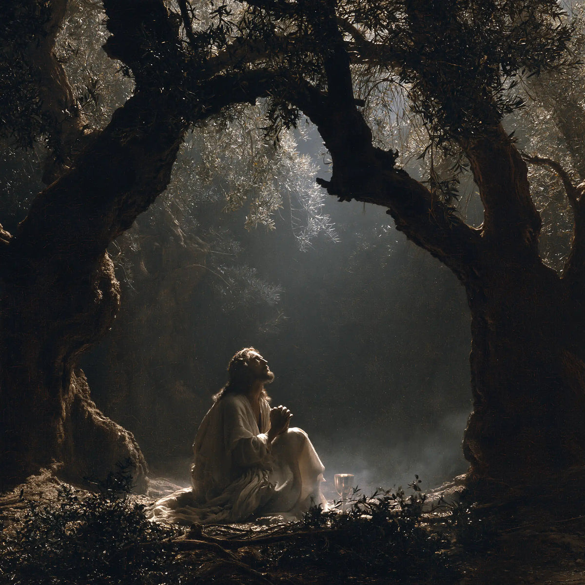 Jesus in Gethsemane — Prayer before the Cup of Light