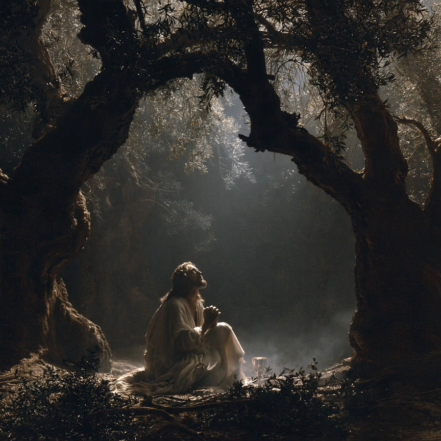 Jesus in Gethsemane — Prayer before the Cup of Light