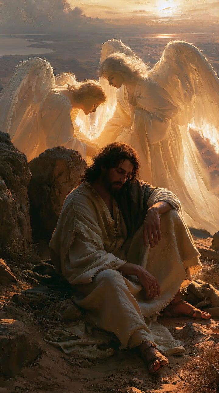 Jesus in the Desert — The Halt Beneath Sunset Wings