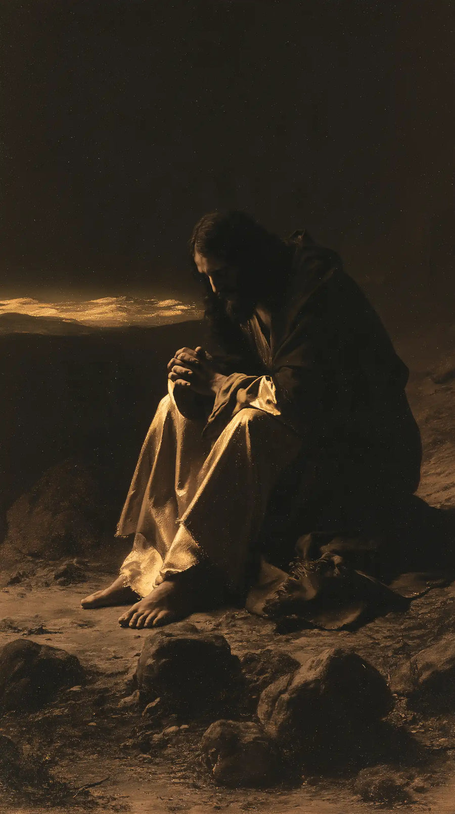 Jesus in the Desert - Black and Gold · Portrait n° 7
