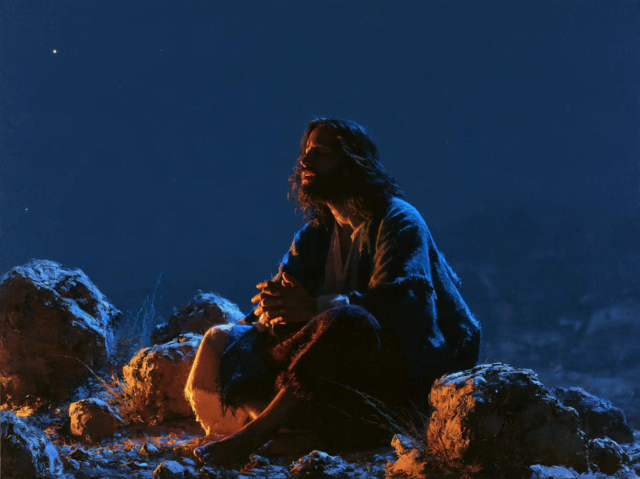 Jesus in the Desert - Midnight Blue Chiaroscuro · Landscape n° 10