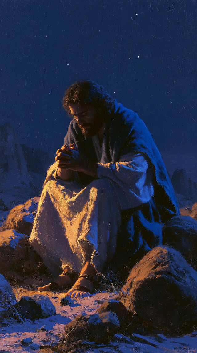Jesus in the Desert - Midnight Blue Chiaroscuro · Portrait n° 17