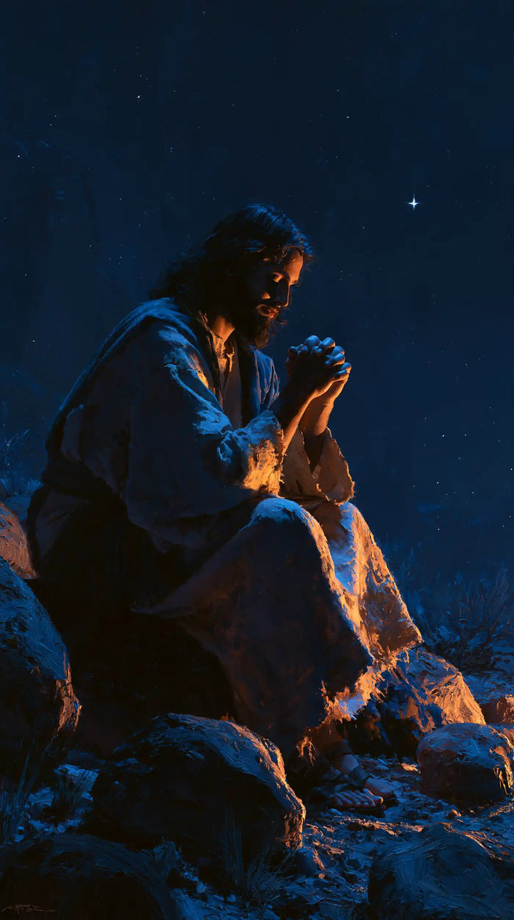 Jesus in the Desert - Midnight Blue Chiaroscuro · Portrait n° 23