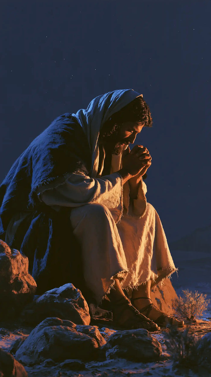 Jesus in the Desert - Midnight Blue Chiaroscuro · Portrait n° 28