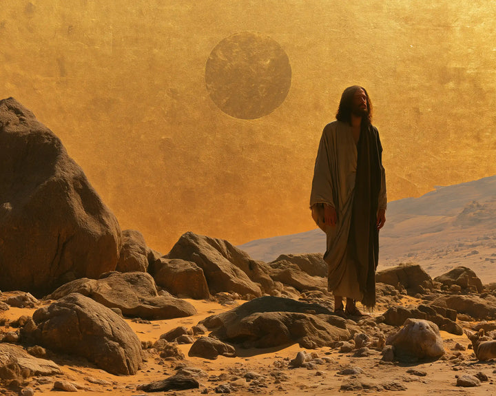 Jesus in the Desert — The Shadowed Disc in the Golden Sky