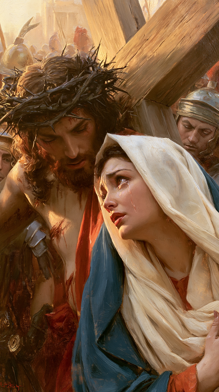 De kruisweg - Jezus ontmoet zijn moeder · Portret n° 59