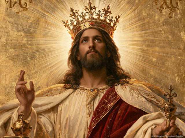 Jesus the King — The Gaze Above the Crimson Ribbon