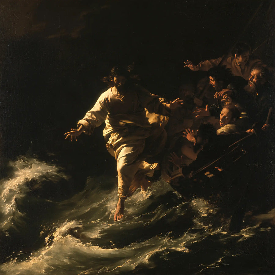 Jesus Walking on Water - Caravaggio Tenebrism · Square n° 3
