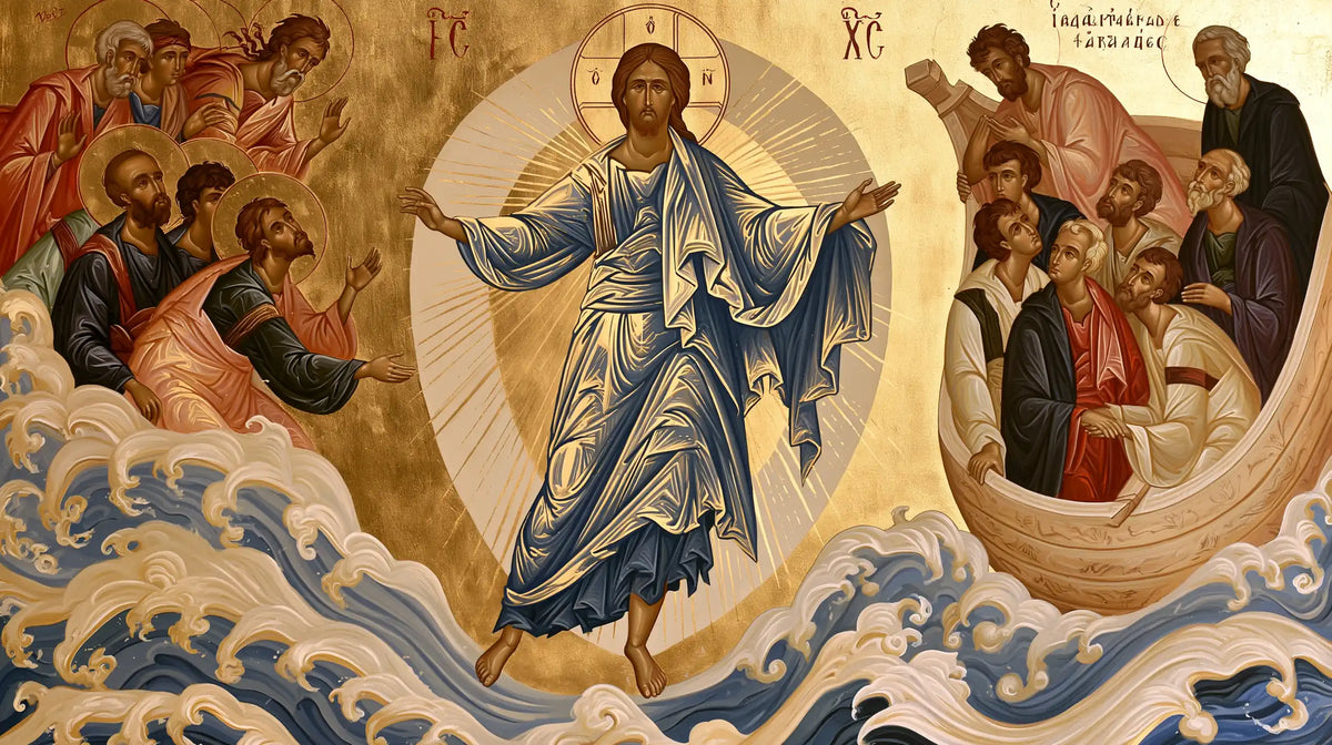 Jesus Walking on Water — The Almond of Light above the Waves