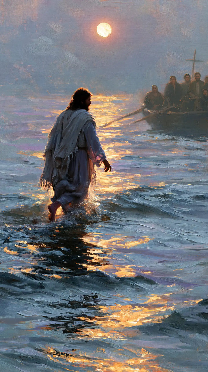 Jesus Walking on Water — The Slanting Step beneath the Rose Sun