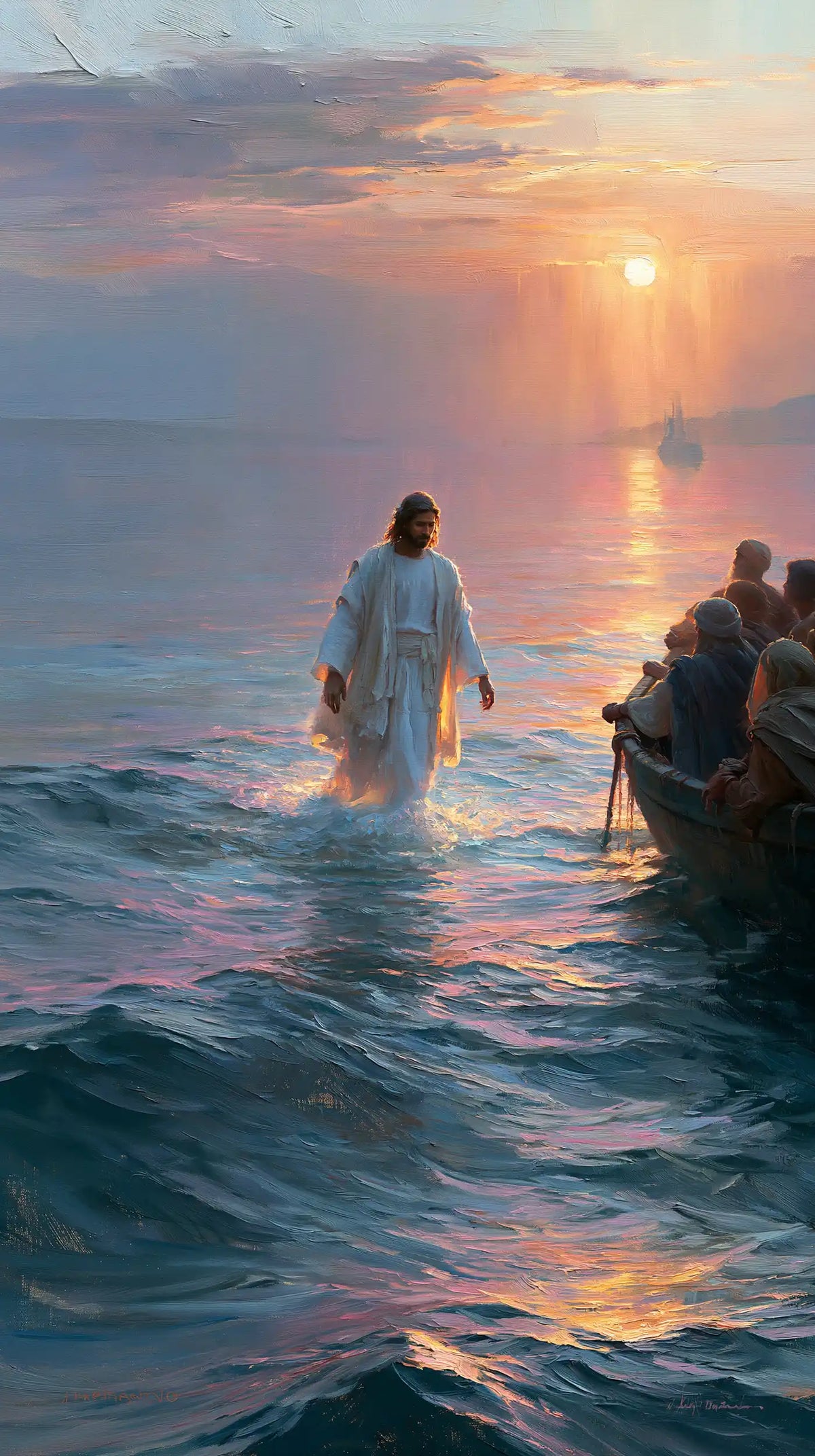 Jesus Walking on Water — The Pale Robe beside the Evening Witnesses