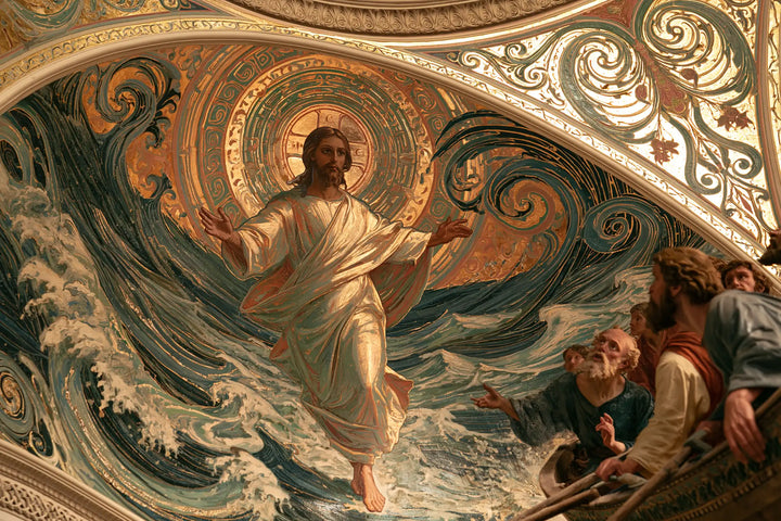 Jesus Walking on Water — The Gesture beneath the Bronze Arch
