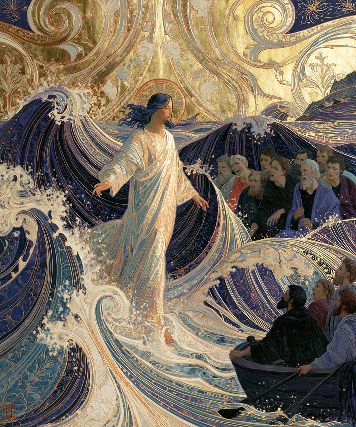 Jesus Walking on Water — The Pale Gesture between Two Night Boats