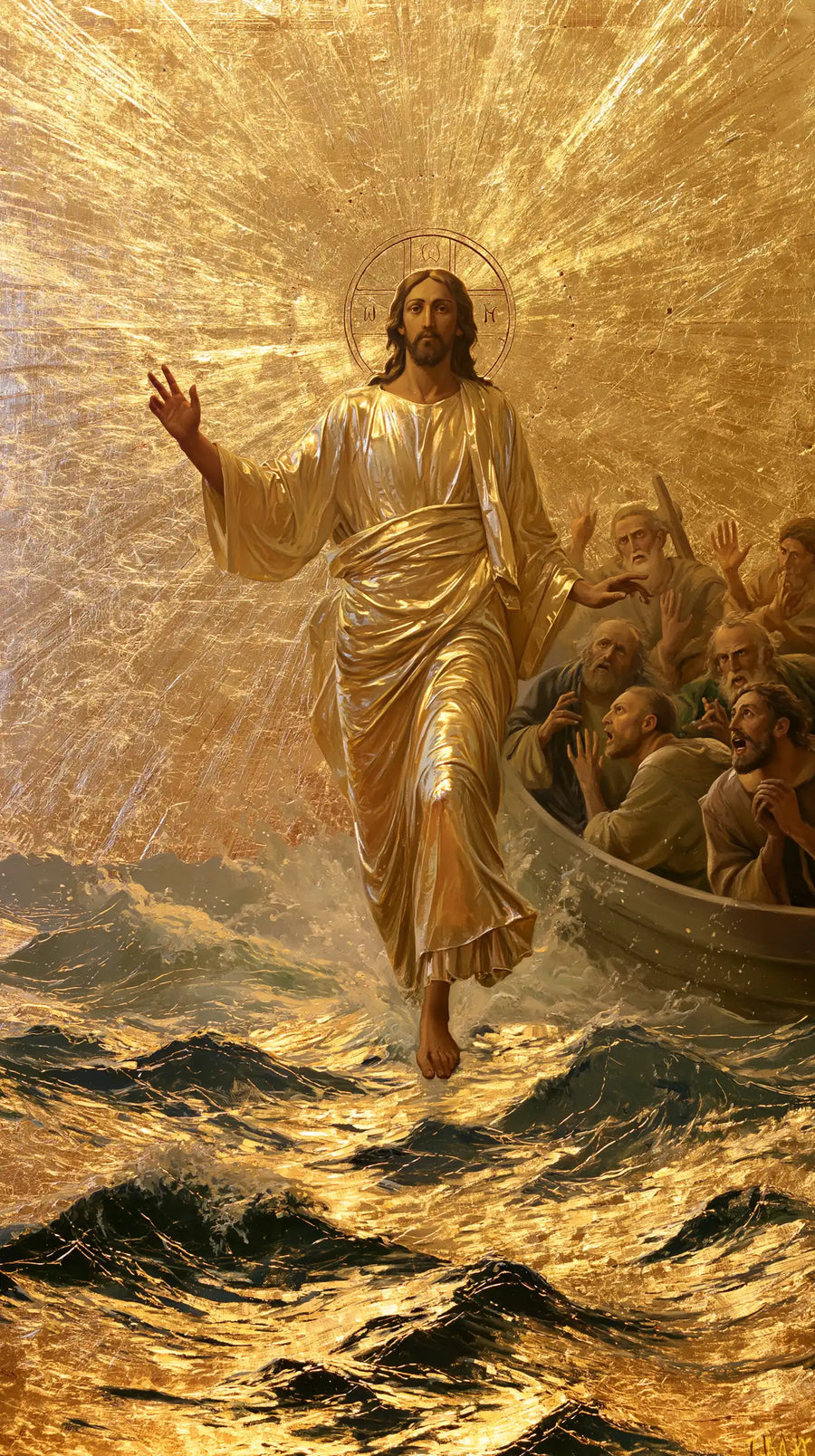 Jesus Walking on Water - Sacred Gold · Portrait n° 18