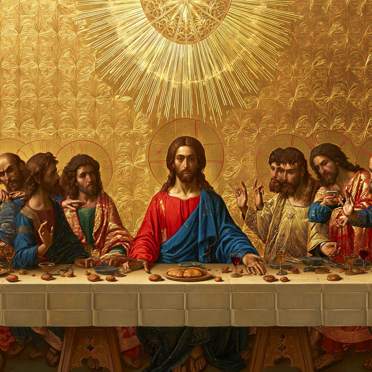 The Last Supper - Sacred golden, square composition n° 1 — aperçu de la finition sélectionnée