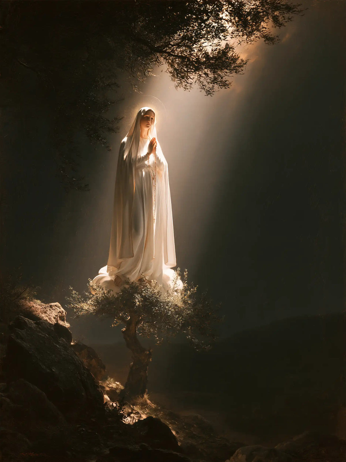 Our Lady of Fatima – Caravaggio Tenebrism · Portrait no. 8